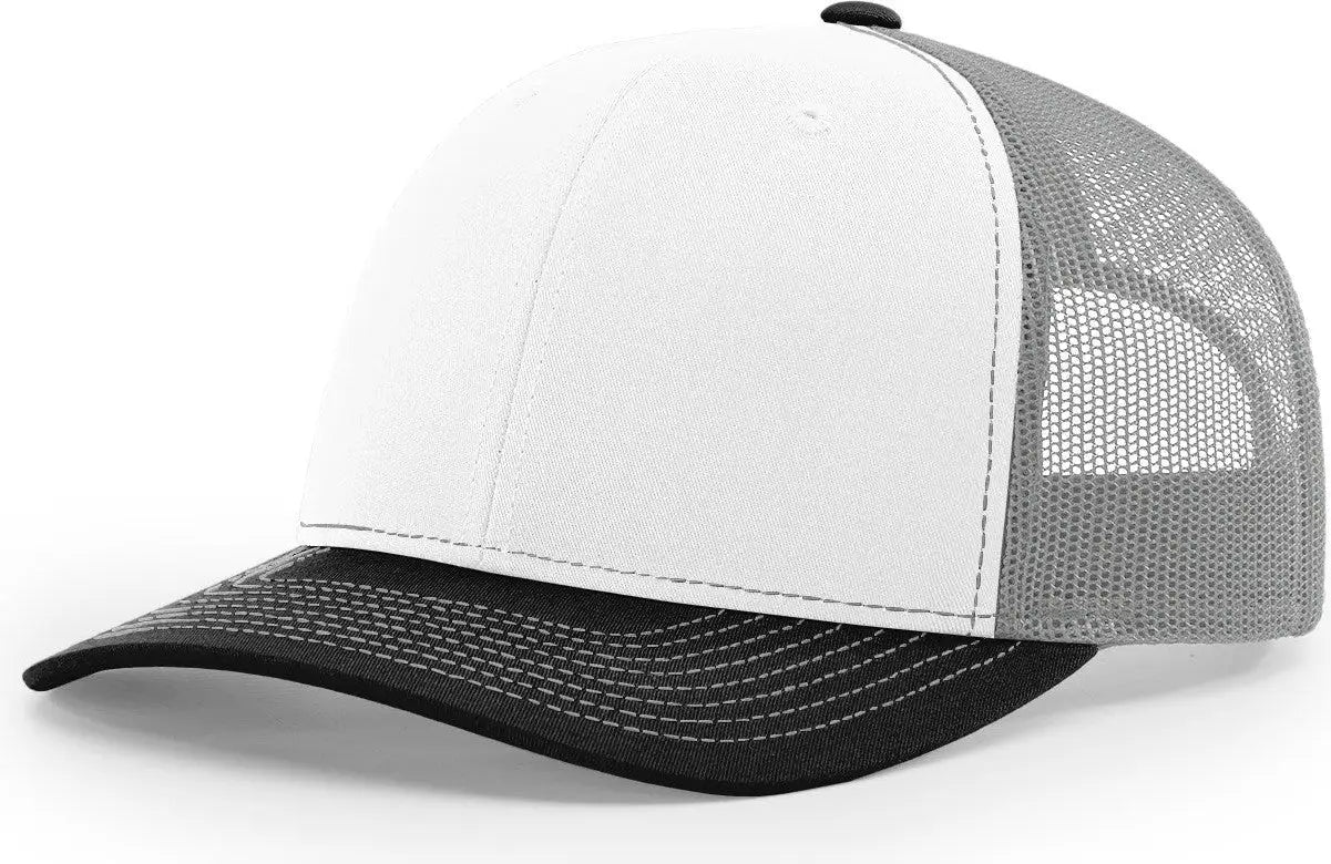 Richardson 112 Trucker Cap - White Aluminum Black - Md-lg