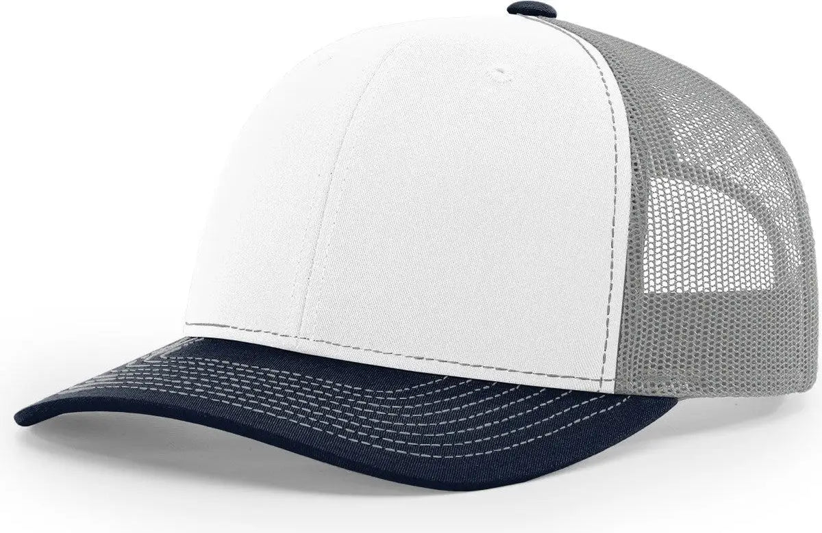 Richardson 112 Trucker Cap - White Aluminum Navy - Light Gray / Md-lg