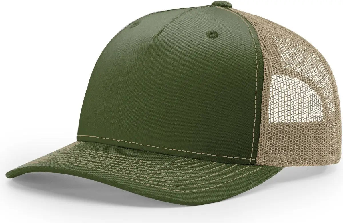 Richardson 112fp Five Panel Trucker Cap - Army Olive Tan