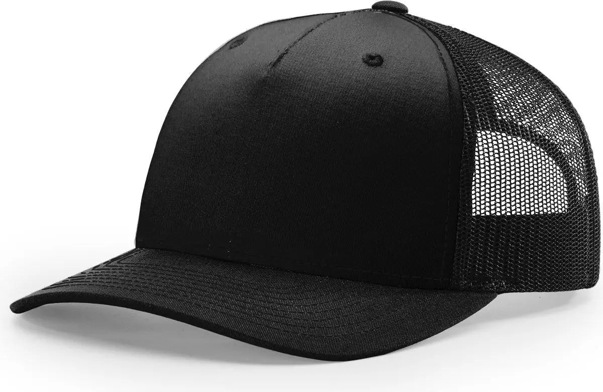 Richardson 112fp Five Panel Trucker Cap - Black - Osfm