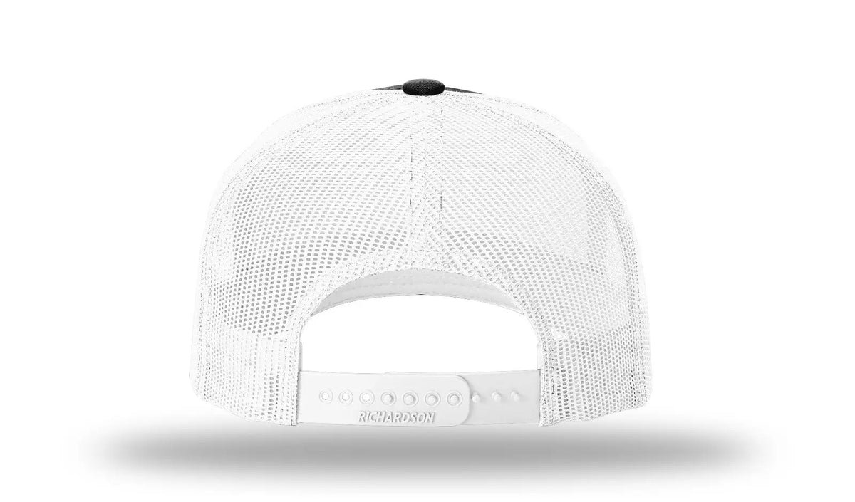 Richardson 112fp Five Panel Trucker Cap - Black White - Osfm