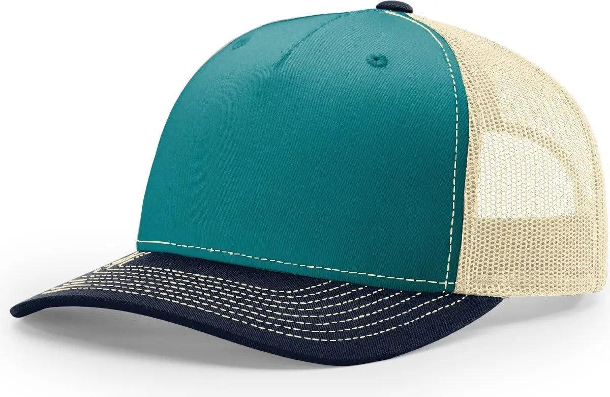 Richardson 112fp Five Panel Trucker Cap - Blue Teal Birch Navy - Osfm