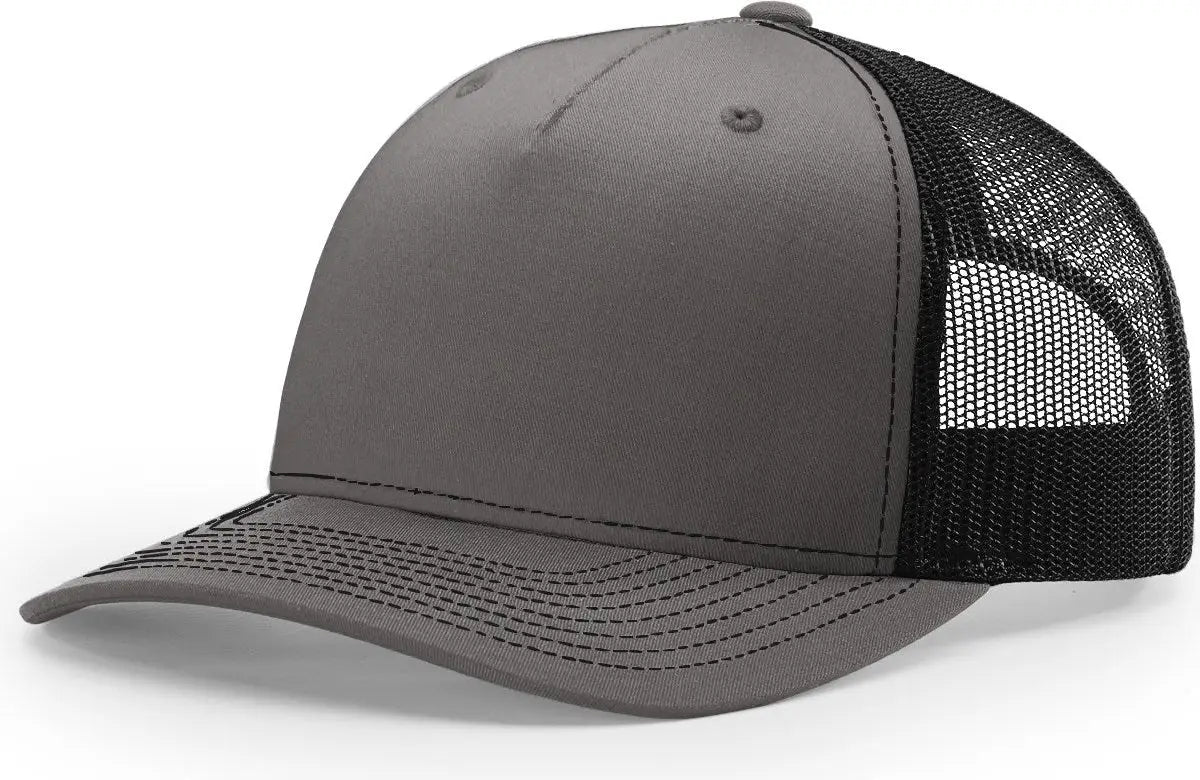 Richardson 112fp Five Panel Trucker Cap - Charcoal Black