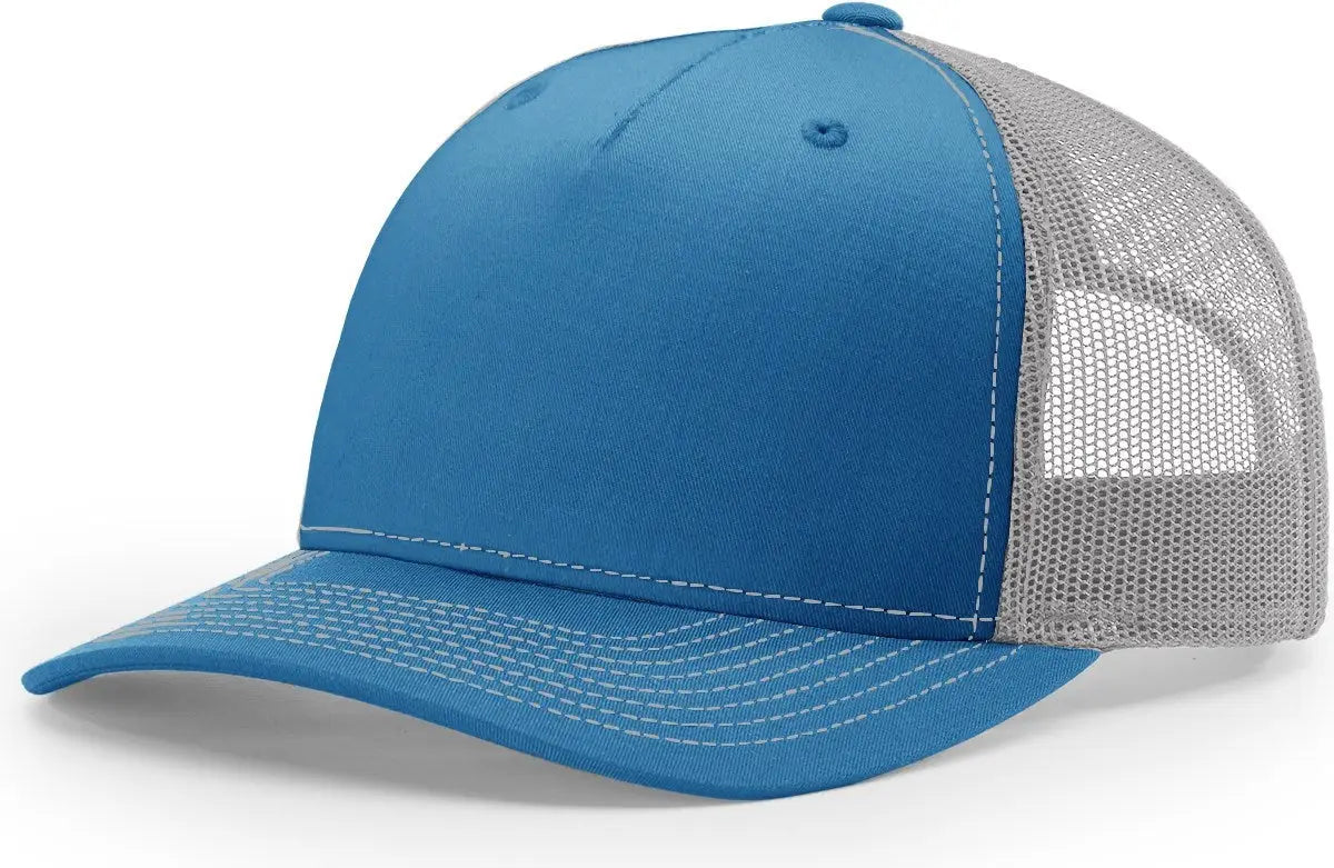 Richardson 112fp Five Panel Trucker Cap - Cobalt Blue Gray - Osfm