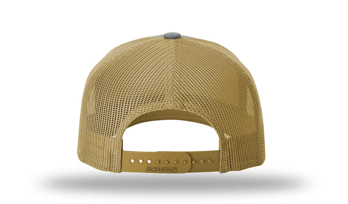 Richardson 112fp Five Panel Trucker Cap - Heather Gray Amber Gold - Osfm