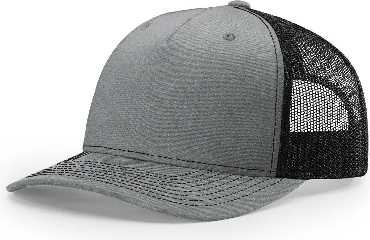 Richardson 112fp Five Panel Trucker Cap - Heather Gray Black - Osfm