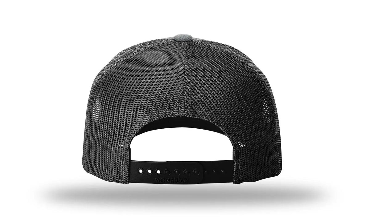 Richardson 112fp Five Panel Trucker Cap - Heather Gray Black - Osfm