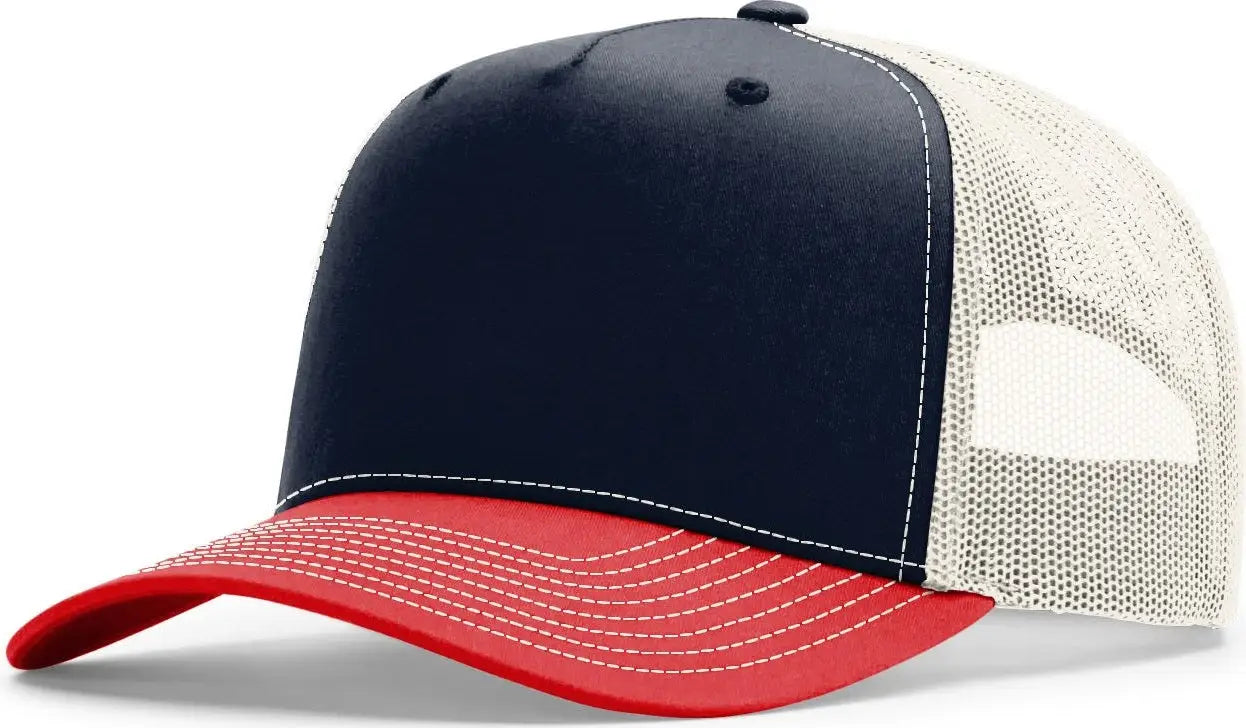 Richardson 112fpc Five Panel Champ Trucker Cap - Navy Birch Red - Osfm