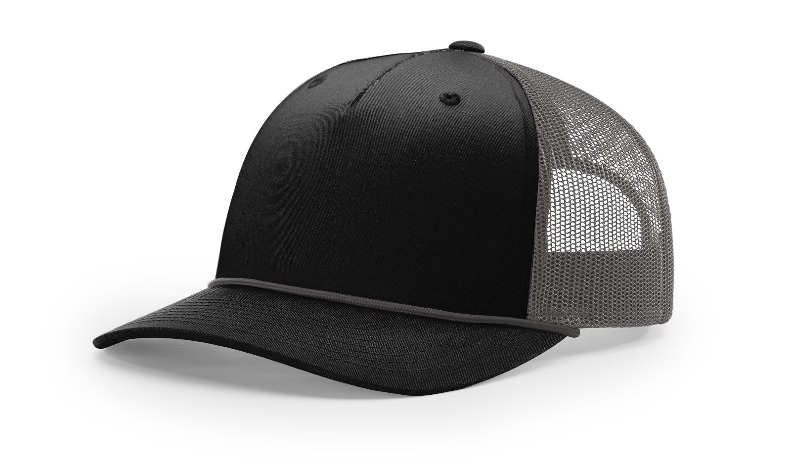 Richardson 112fpr 5 Panel Rope Trucker Caps - Black Charcoal