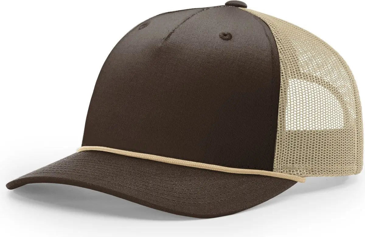 Richardson 112fpr 5 Panel Rope Trucker Caps - Brown Khaki - Osfm