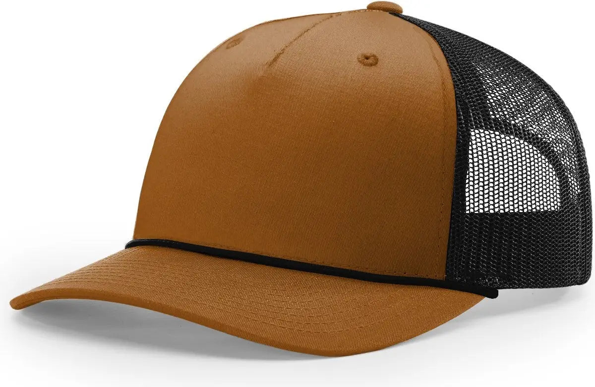 Richardson 112fpr 5 Panel Rope Trucker Caps - Carmel Black - Osfm