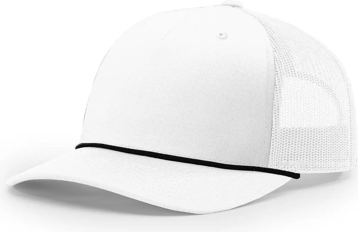Richardson 112fpr 5 Panel Rope Trucker Caps - White Black - Osfm