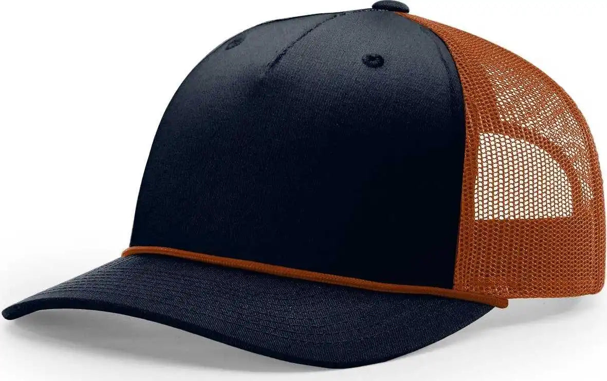 Richardson 112fpr Rope Trucker Caps - Navy Dark Orange - Osfm