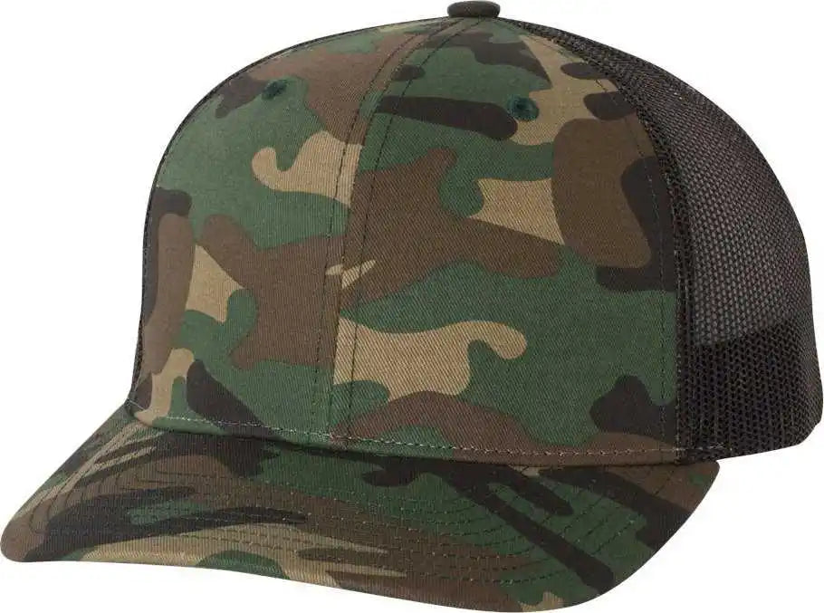 Richardson 112p Patterned Snapback Trucker Caps Army Camo Black Green / Osfm