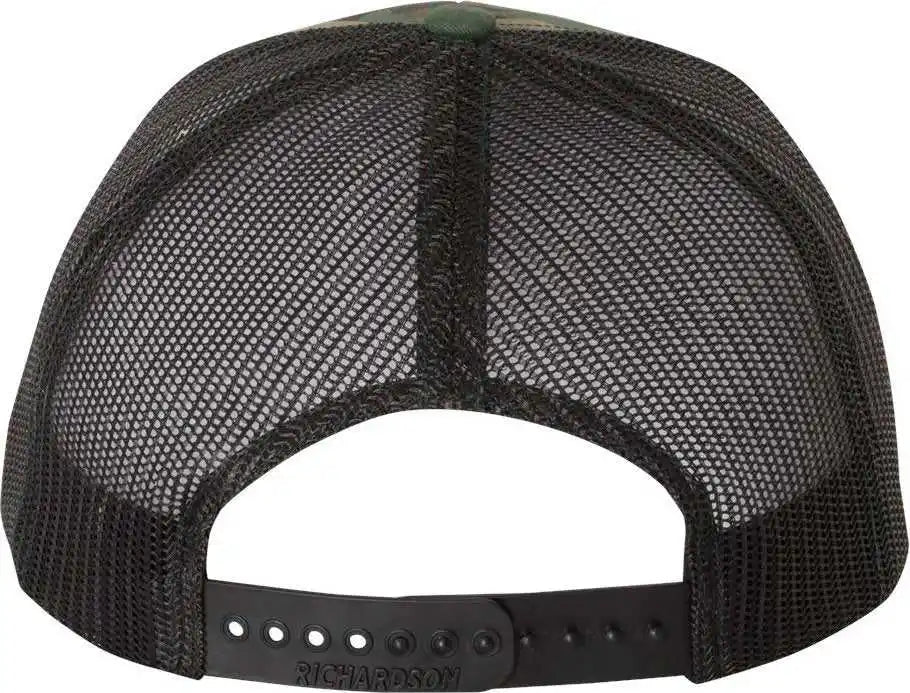 Richardson 112p Patterned Snapback Trucker Caps Army Camo Black Green / Osfm