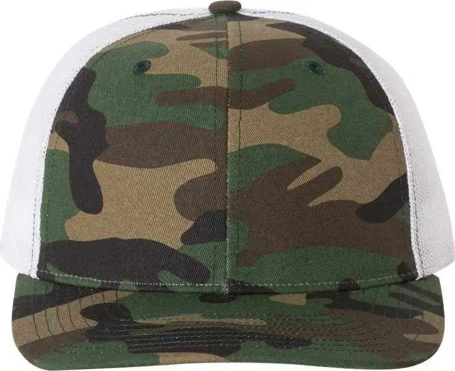 Richardson 112p Patterned Snapback Trucker Caps - Army Camo White - Green / Osfm