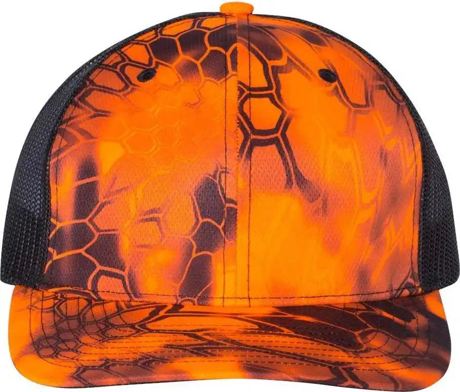 Richardson 112p Patterned Snapback Trucker Caps - Kryptek Inferno Black - Osfm