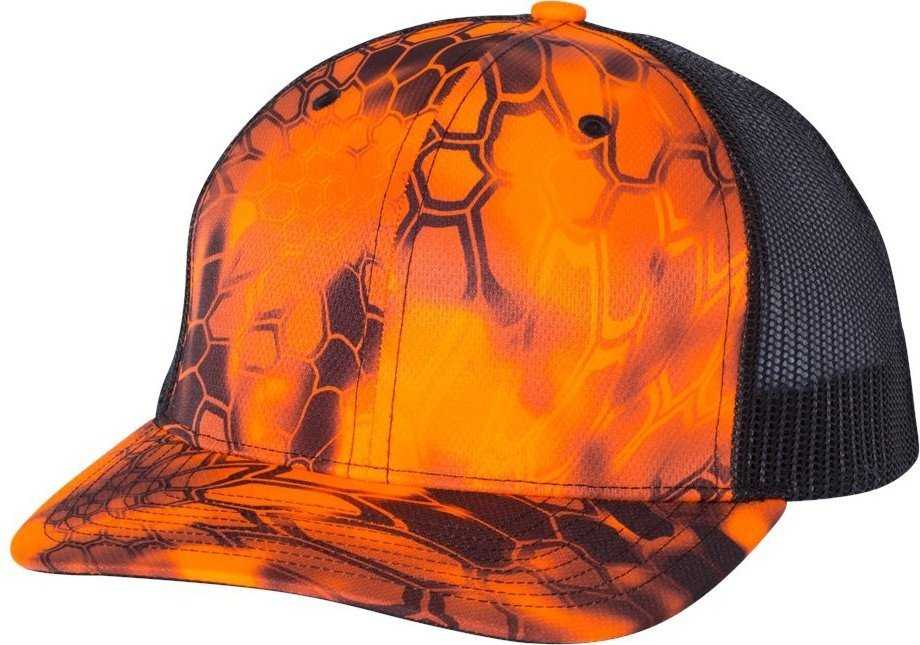 Richardson 112p Patterned Snapback Trucker Caps - Kryptek Inferno Black - Osfm