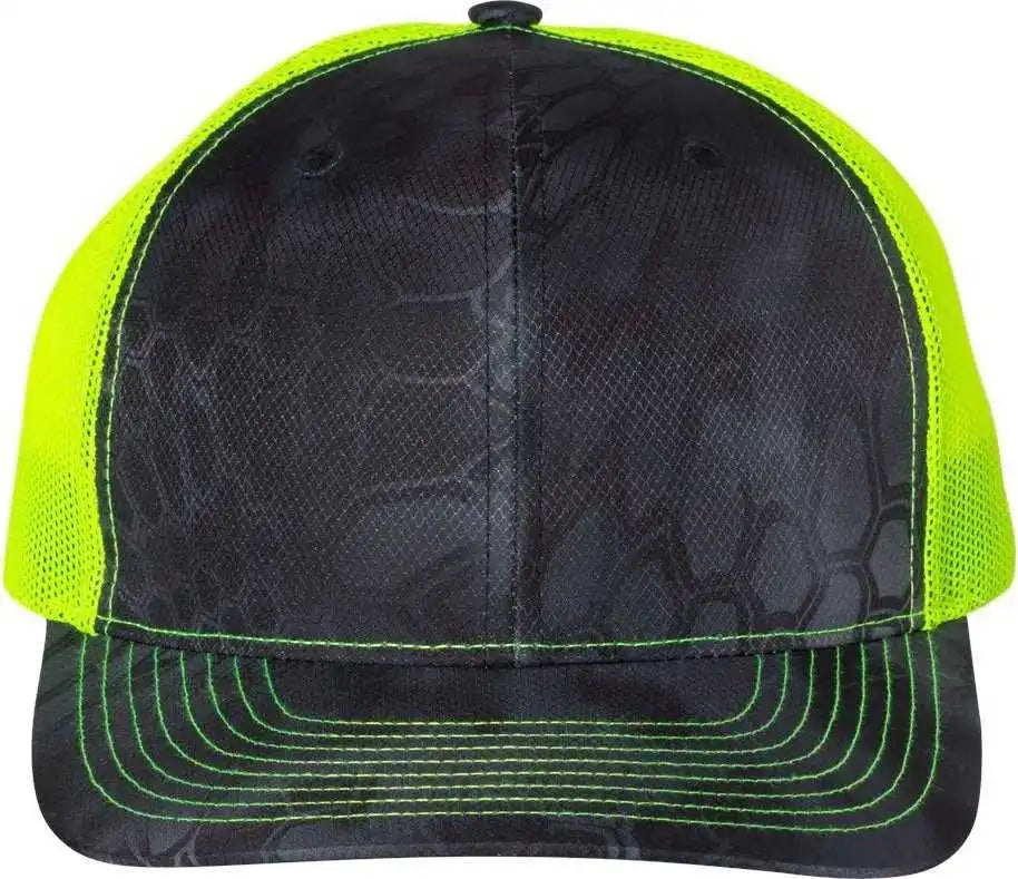 Richardson 112p Patterned Snapback Trucker Caps - Kryptek Typhon Neon Yellow - Osfm