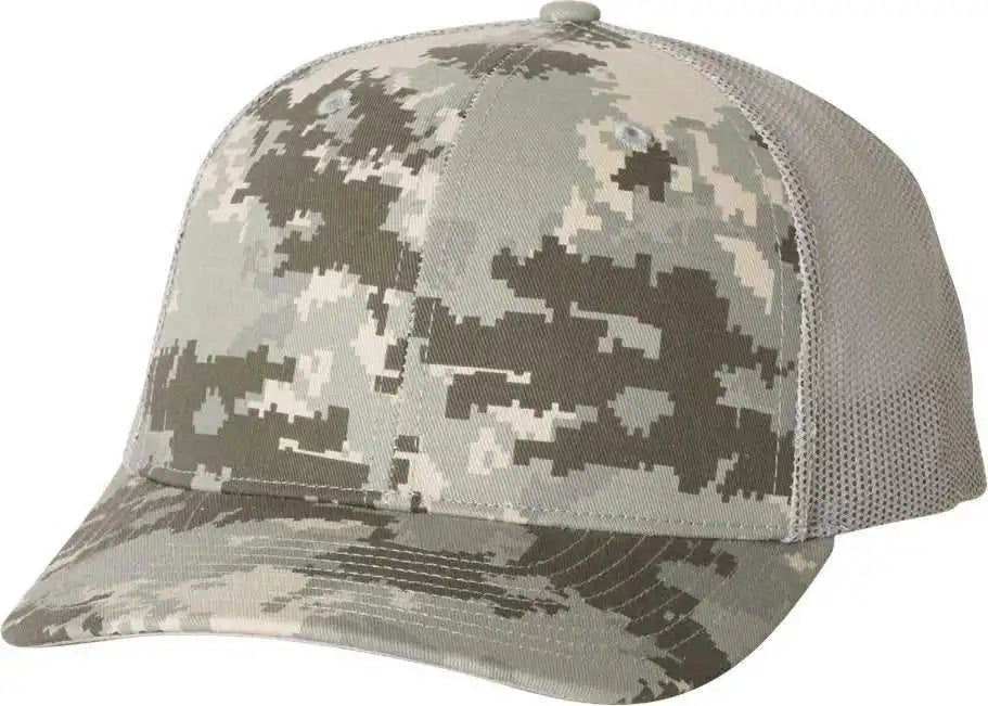 Richardson 112p Patterned Snapback Trucker Caps Military Digital Camo Light Green Olive / Osfm