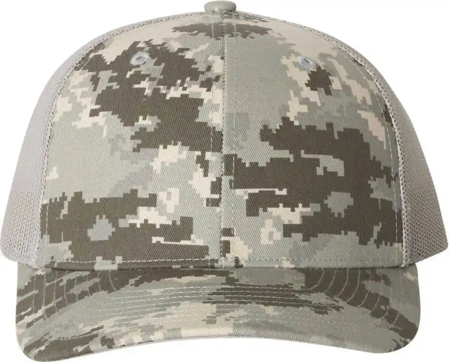 Richardson 112p Patterned Snapback Trucker Caps Military Digital Camo Light Green Olive / Osfm