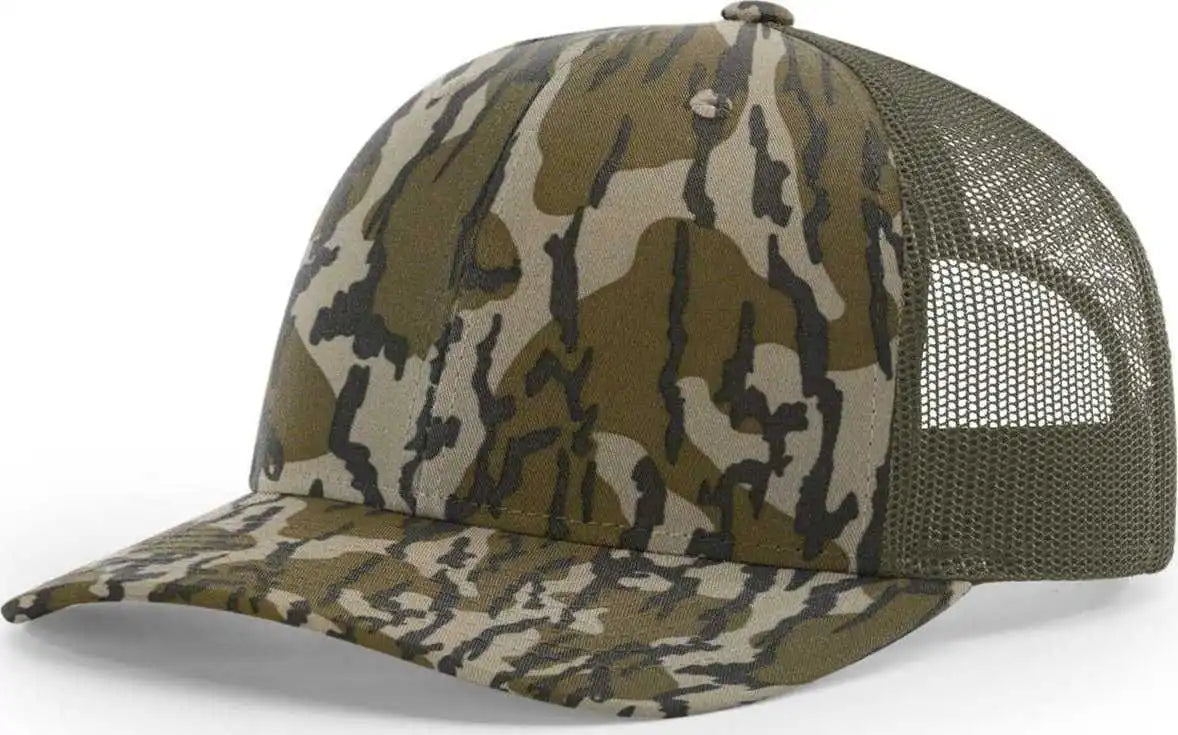 Richardson 112p Patterned Snapback Trucker Caps Mossy Oak Bottomland Loden Green / Osfm