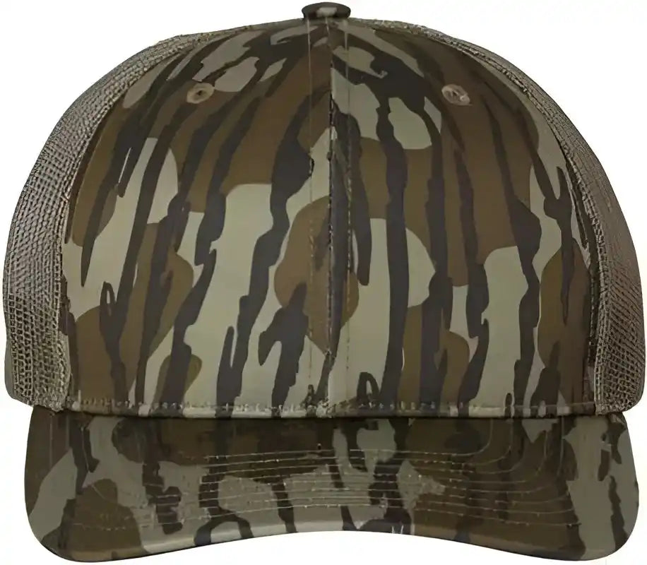 Richardson 112p Patterned Snapback Trucker Caps Mossy Oak Bottomland Loden Green / Osfm