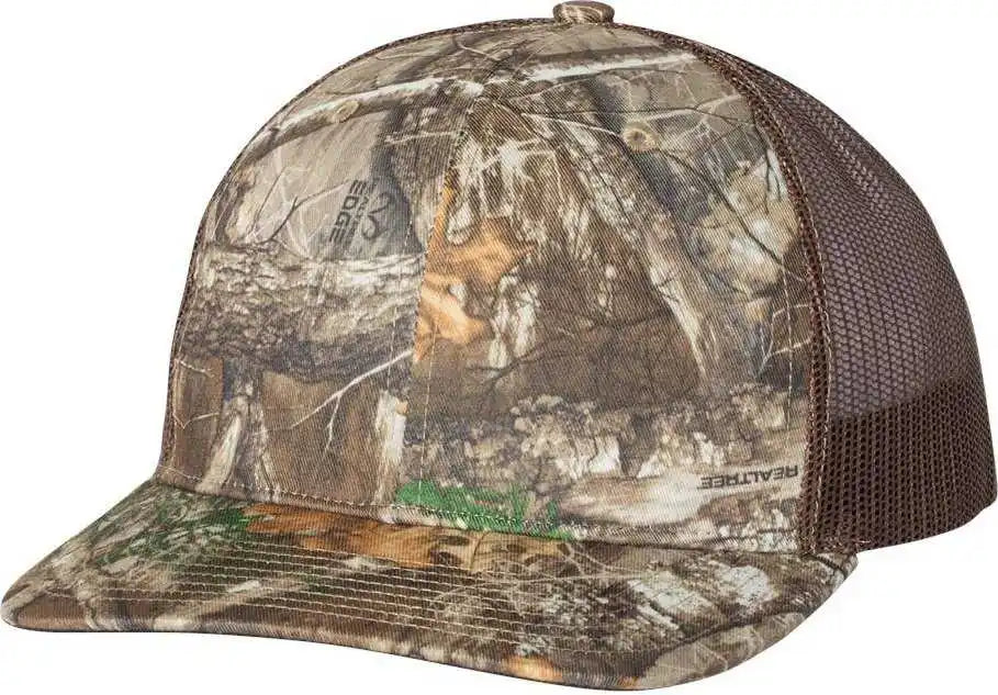 Richardson 112p Patterned Snapback Trucker Caps - Realtree Edge Brown - Osfm