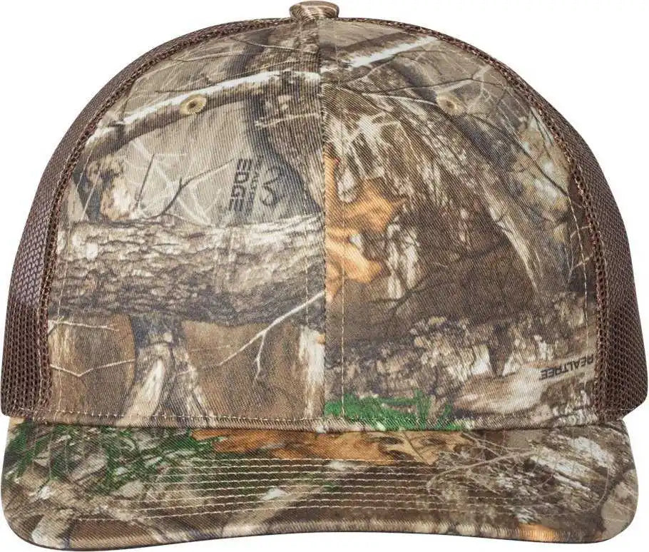 Richardson 112p Patterned Snapback Trucker Caps - Realtree Edge Brown - Osfm