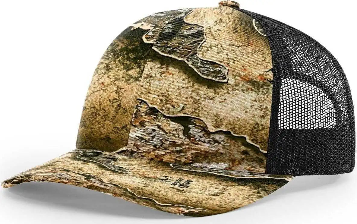 Richardson 112p Patterned Snapback Trucker Caps Realtree Excape Black / Osfm