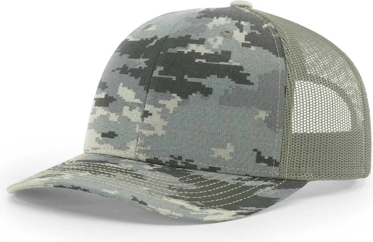 Richardson 112p Printed Trucker Cap - Digital Camo Light Green - Osfm