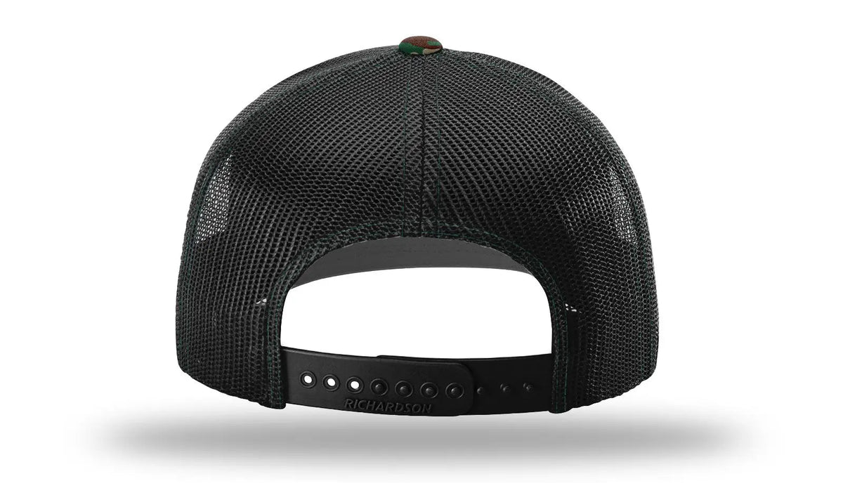 Richardson 112p Printed Trucker Cap - Green Camo Black - Osfm