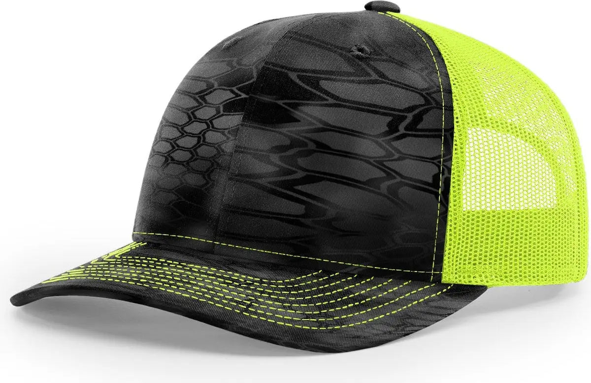 Richardson 112p Printed Trucker Cap - Kryptek Typhon Neon Yellow - Osfm