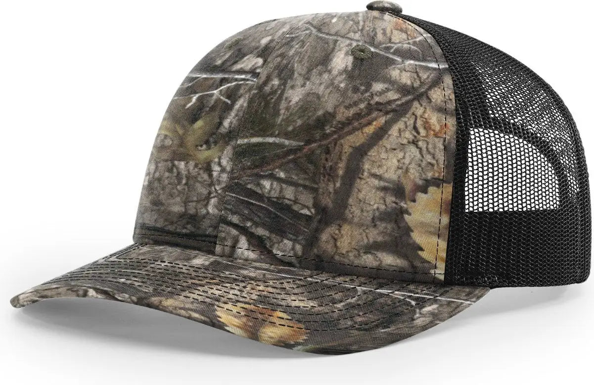 Richardson 112p Printed Trucker Cap - Mossy Oak Dna Black - Osfm