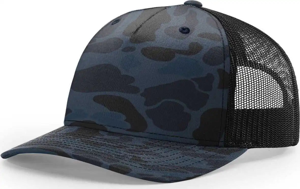 Richardson 112pfp 5 Panel Patterned Snapback Trucker Caps - Admiral Duck Camo Black - Osfm