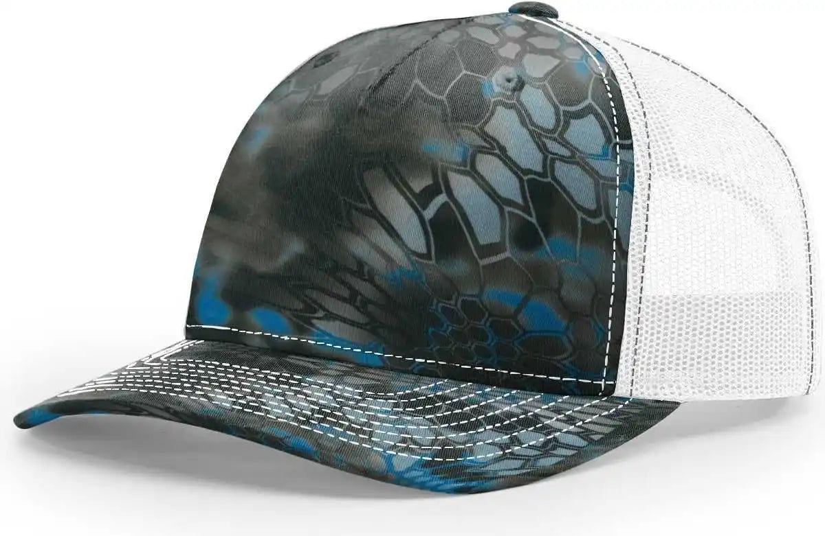 Richardson 112pfp 5 Panel Patterned Snapback Trucker Caps Kryptek Neptune White / Osfm