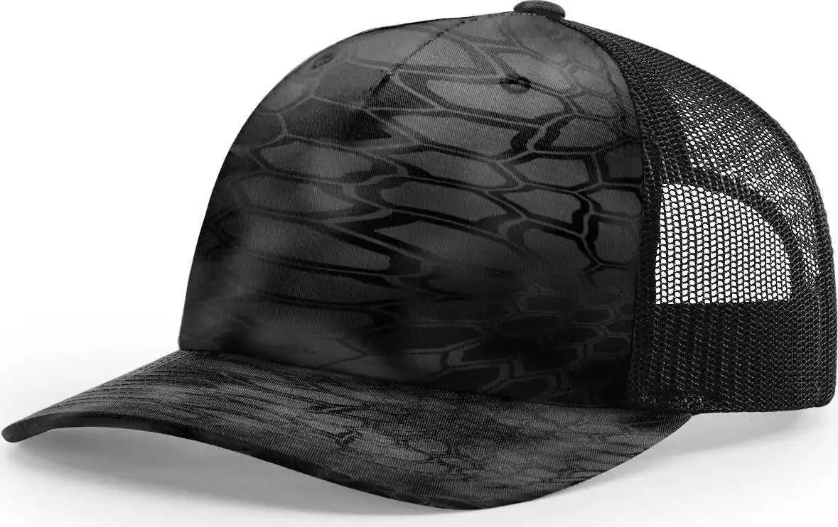 Richardson 112pfp 5 Panel Patterned Snapback Trucker Caps Kryptek Typhon Black / Osfm
