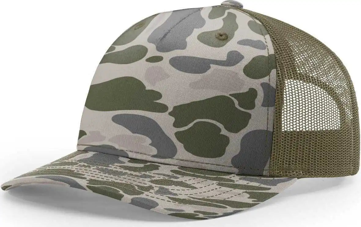 Richardson 112pfp 5 Panel Patterned Snapback Trucker Caps Marsh Duck Camo Loden / Osfm