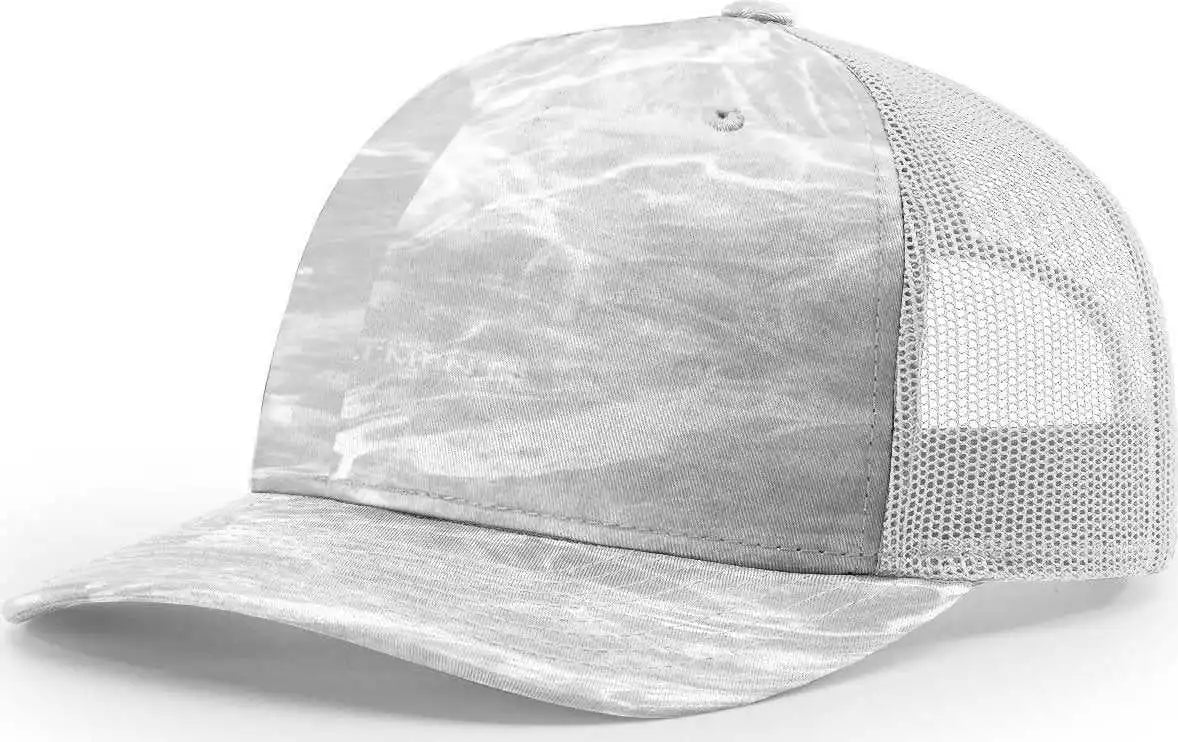 Richardson 112pfp 5 Panel Patterned Snapback Trucker Caps Mossy Oak Elements Bonefish Light Gray / Osfm
