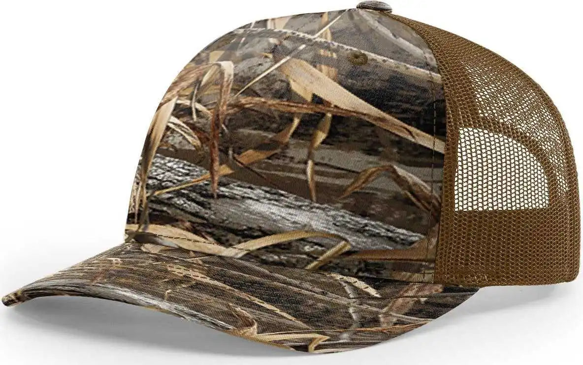 Richardson 112pfp 5 Panel Patterned Snapback Trucker Caps Realtree Max 7 Buck / Osfm