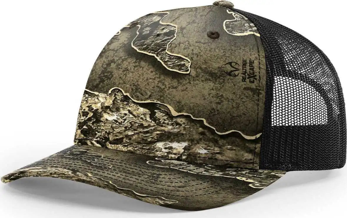 Richardson 112pfp 5 Panel Patterned Snapback Trucker Caps Realtree Escapse Black / Osfm