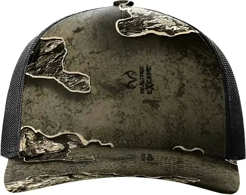 Richardson 112pfp 5 Panel Patterned Snapback Trucker Caps Realtree Escapse Black / Osfm