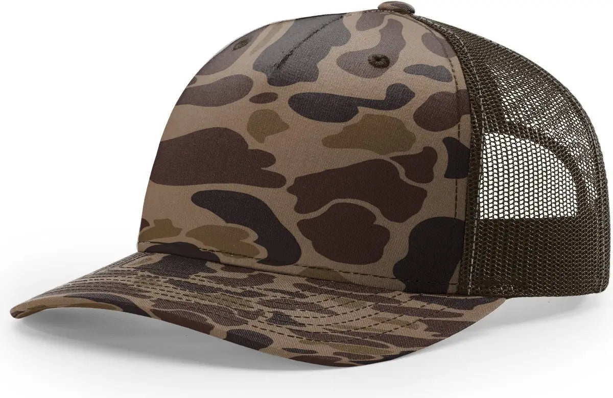 Richardson 112pfp Printed Five Panel Trucker Cap - Bark Duck Camo Brown - Osfm
