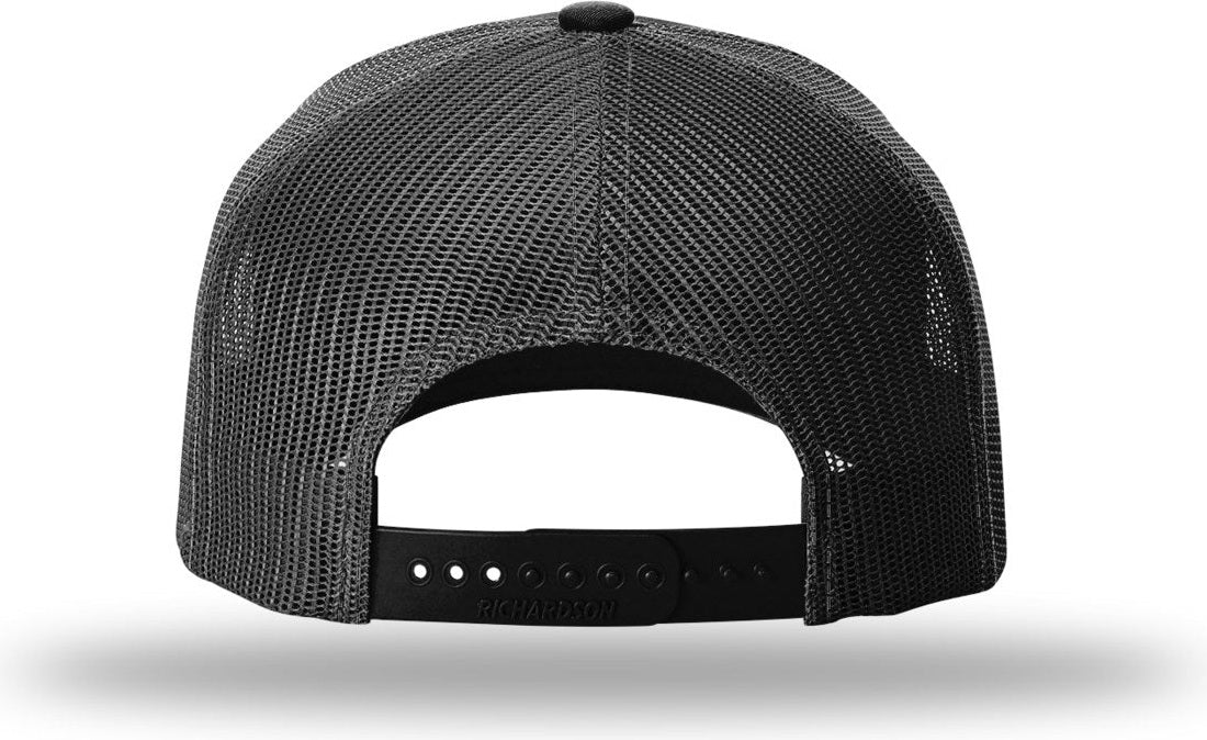 Richardson 112pfp Printed Five Panel Trucker Cap - Black Tonal Stars & Stripes - Saltwater Duck Camo Dark Gray / Osfm