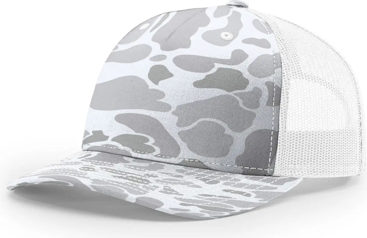 Richardson 112pfp Printed Five Panel Trucker Cap - Blizzard Duck Camo White - Osfm