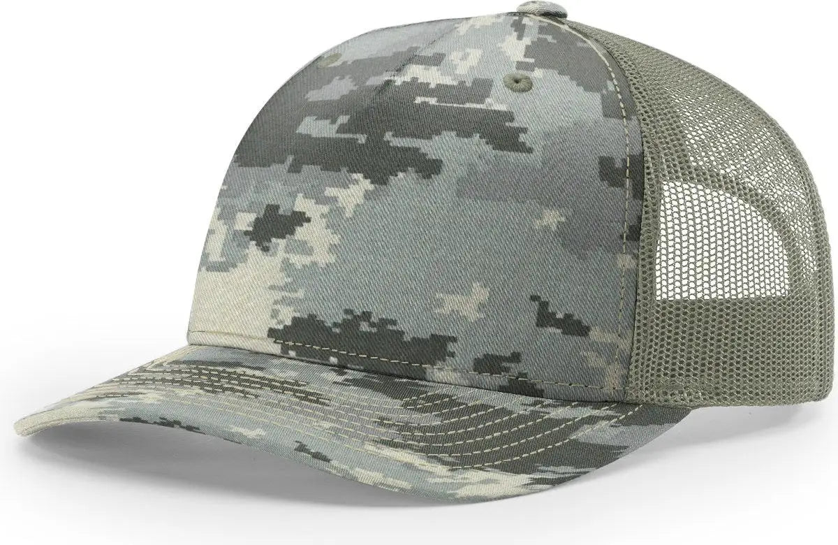 Richardson 112pfp Printed Five Panel Trucker Cap - Digital Camo Light Green - Osfm