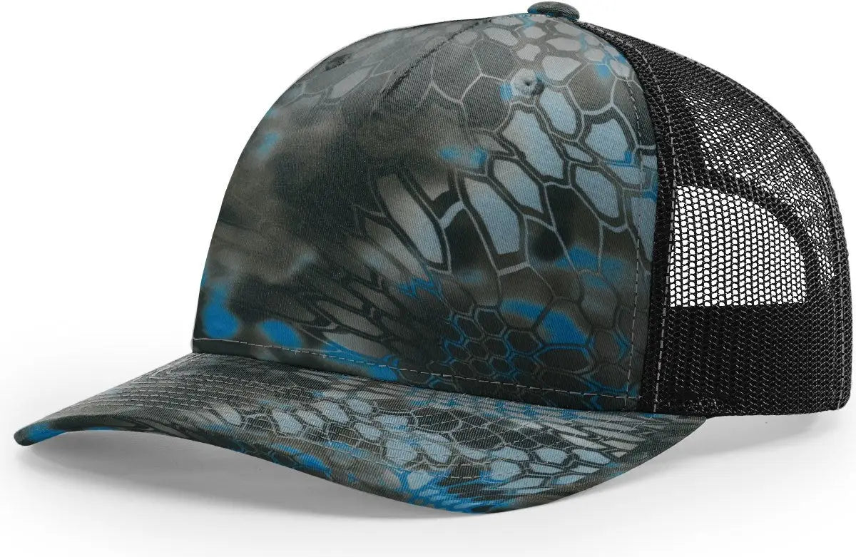 Richardson 112pfp Printed Five Panel Trucker Cap - Kryptek Neptune Black - Osfm