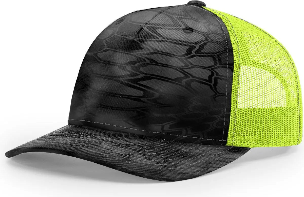 Richardson 112pfp Printed Five Panel Trucker Cap - Kryptek Typhon Neon Yellow - Osfm