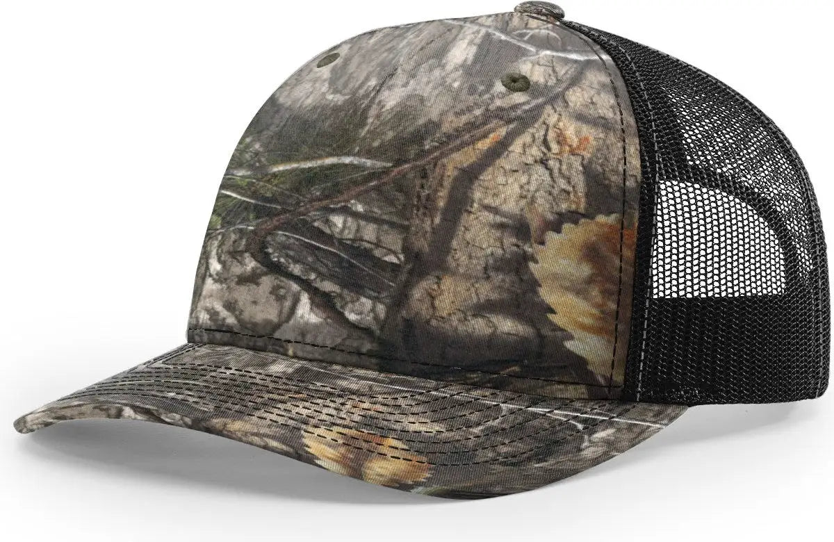 Richardson 112pfp Printed Five Panel Trucker Cap - Mossy Oak Dna Black - Osfm