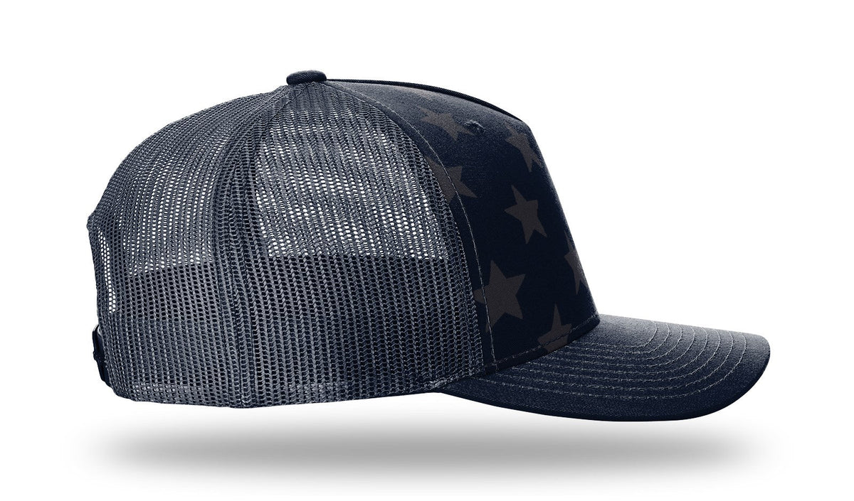 Richardson 112pfp Printed Five Panel Trucker Cap - Navy Tonal Stars & Stripes